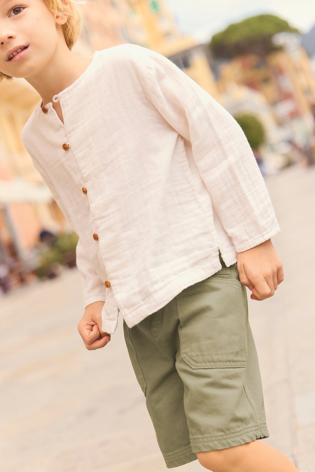 Chemise - Linde écru bonton en gaze de coton