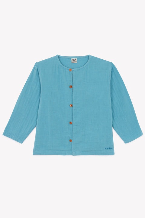 Chemise -  Linde bleu fish en gaze de coton - Image principale