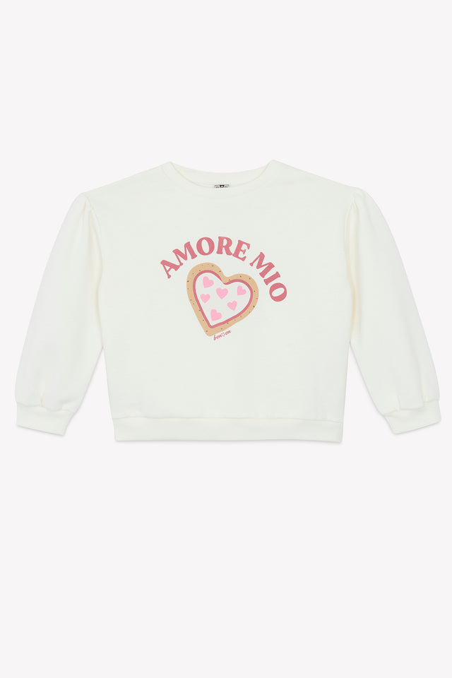 Sweatshirt - Lily Ecru  bonton Illustration “Amore Mio” - Image principale