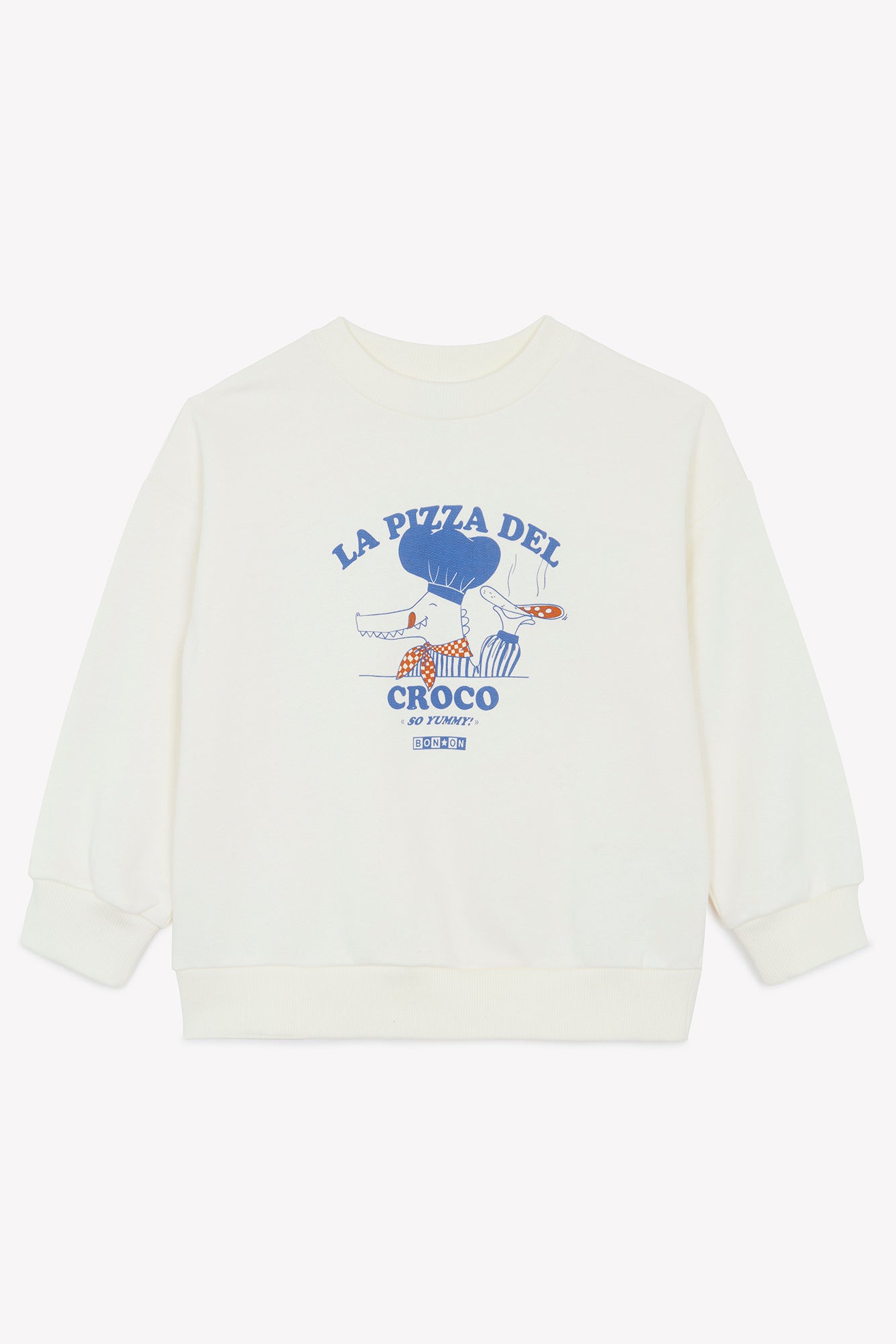 Sweat - Lame ecru bonton illustration pizza del croco