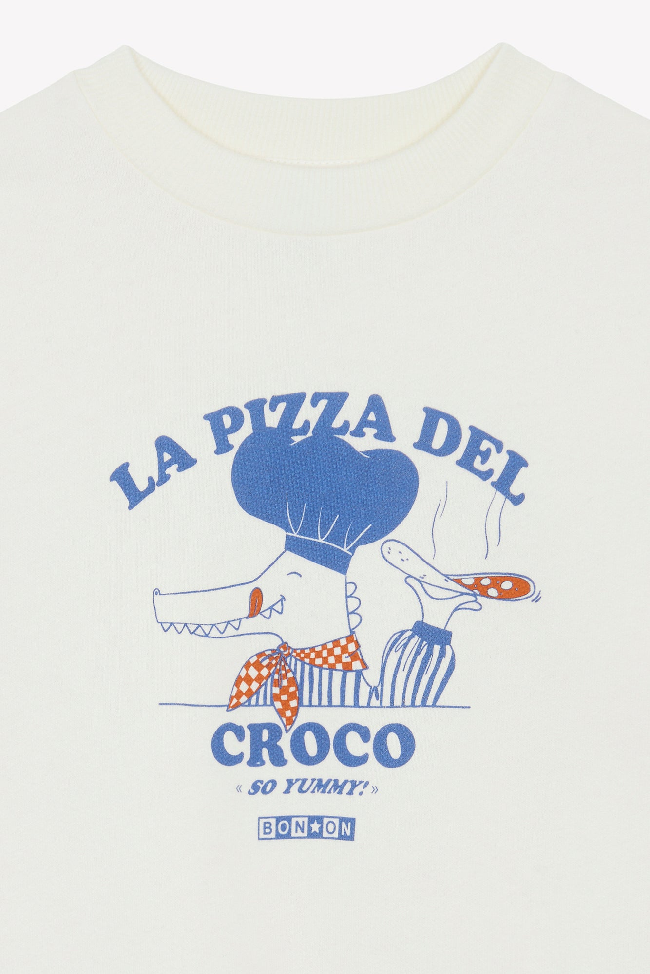 Sweat - Lame ecru bonton illustration pizza del croco