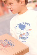 Sweat - Lame ecru bonton illustration pizza del croco