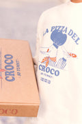 Sweat - Lame ecru bonton illustration pizza del croco
