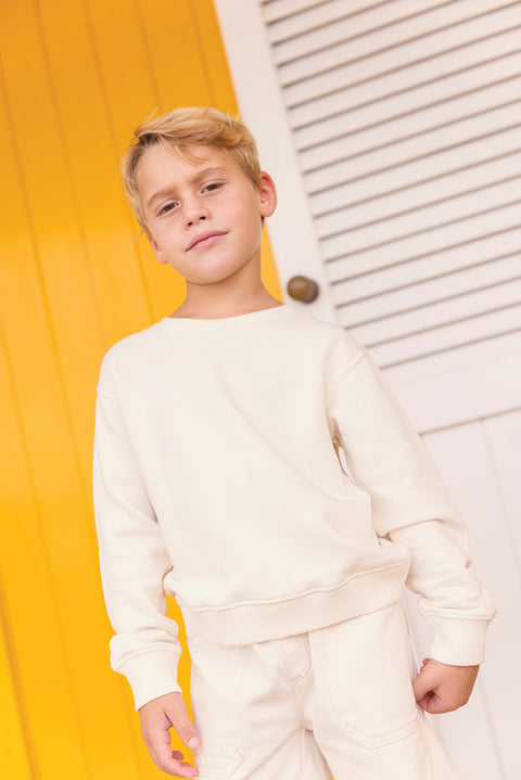 Sweatshirt - Smile ecru bonton overdyed - Image principale