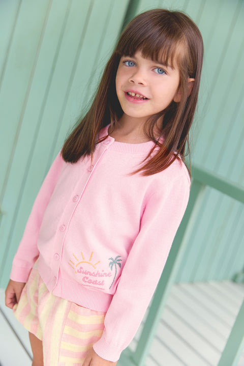 Cardigan - Lola Pink bule Illustration “Sunshine Coast” - Image principale