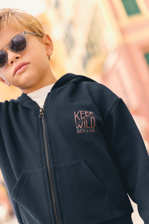 Sweatshirt - Read Blue night print "keep it wild" - Image principale