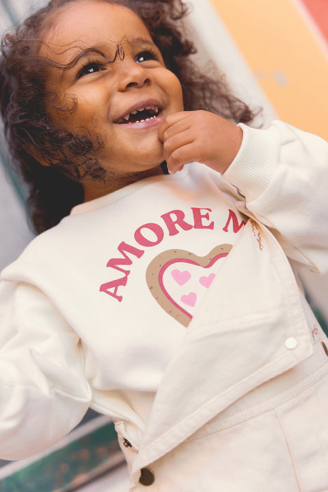 Sweatshirt - Lily Ecru  bonton Illustration “Amore Mio” - Image principale
