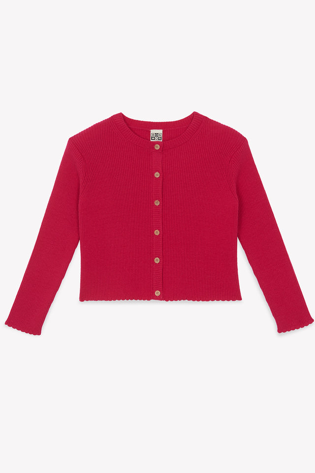 Cardigan - Lotta rose guili en tricot côtelé - Image principale