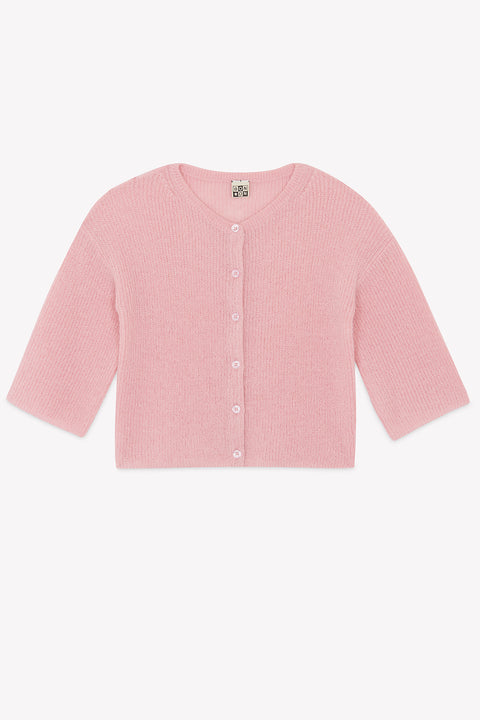 Cardigan - Lizbeth rose gelato en maille côtélé - Image principale