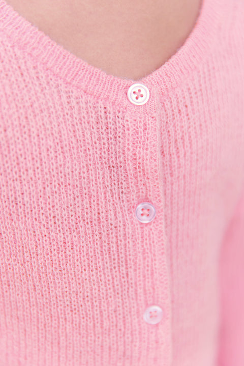 Cardigan - Lizbeth rose gelato en maille côtélé - Image principale