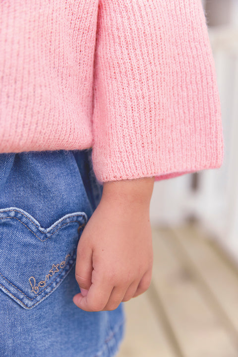 Cardigan - Lizbeth rose gelato en maille côtélé - Image principale