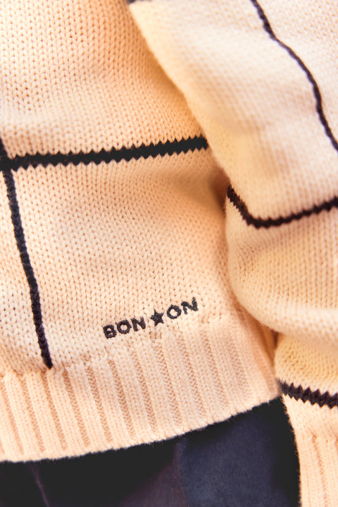 Pull - Misty écru bonton quadrillé - Image principale