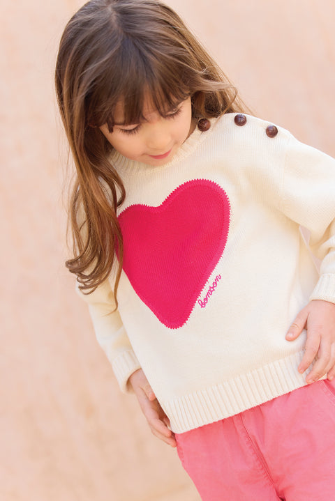 Sweater - Misty ecru bonton heart - Image principale