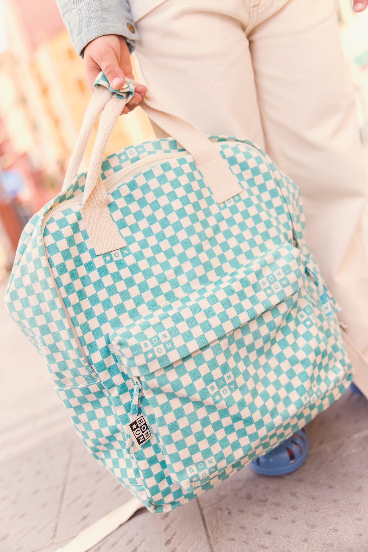 Backpack - Middle checkerboard model Blue vintage