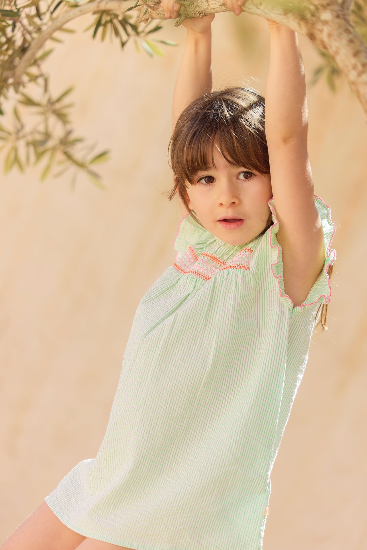 Dress - louison mint stripes with water