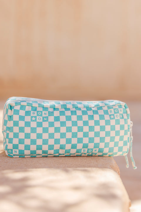 Trousse - Damier bleu vintage - Image principale