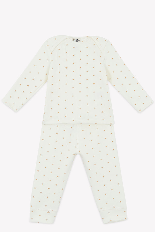 Pyjama 2 pièces - Ecru bonton étoiles - Image principale