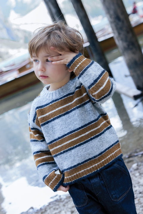 Sweater - Milton Stripes Grey China - Image principale