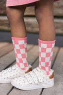 Socks - checkerboard Pink Pinkyee