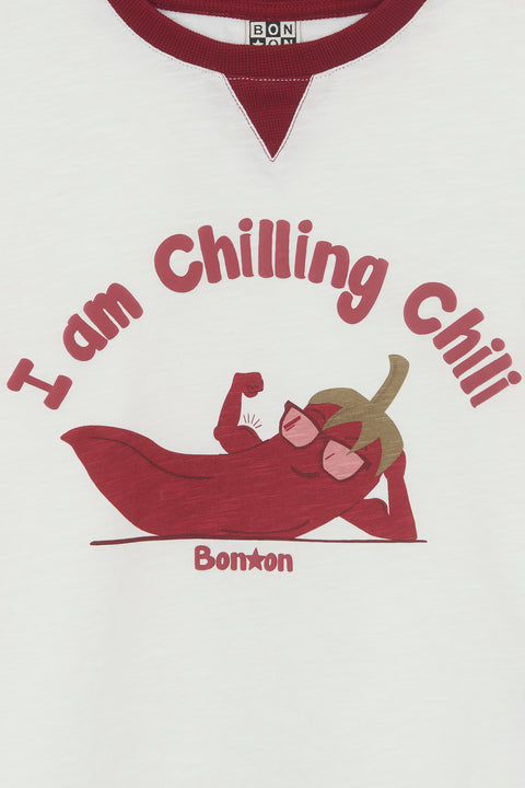 T-Shirt - Lodestie Chili Ecru Bonton - Image principale