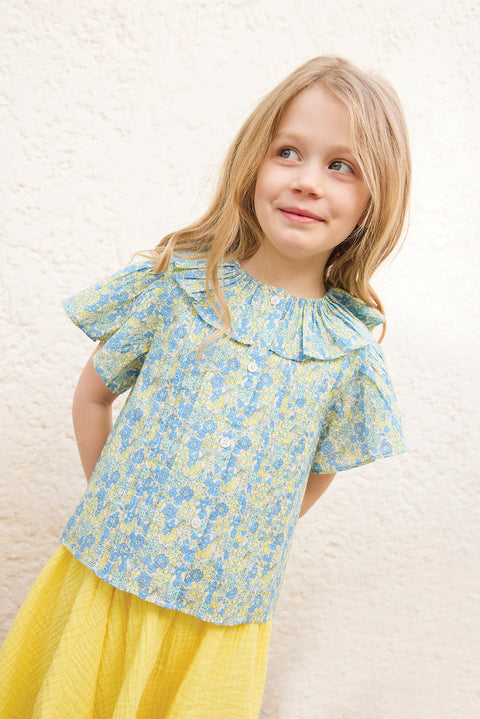 Blouse - Nancy Fleurs Vintage Bleu - Image principale