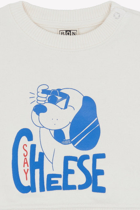 Sweat - Smily Saycheese Ecru Bonton - Image principale