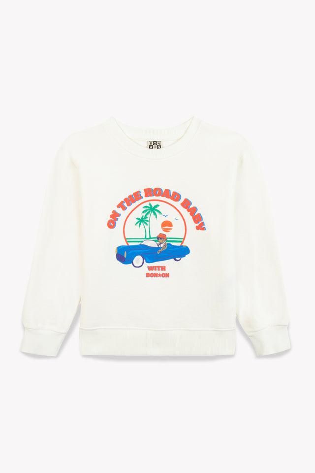 Sweatshirt -Smile Ontheroad Ecru  Bonton - Image principale