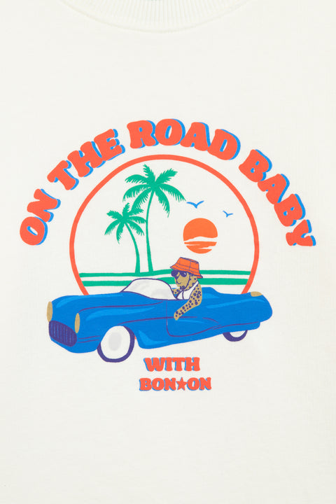 Sweatshirt - Smile Ontheroad Ecru  Bonton - Image principale