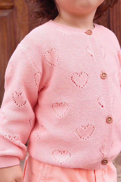 Cardigan - Orange Sunset Heart Lilet - Image principale