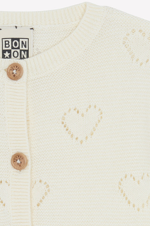 Cardigan - Lilet Coeur Ecru Bonton - Image principale