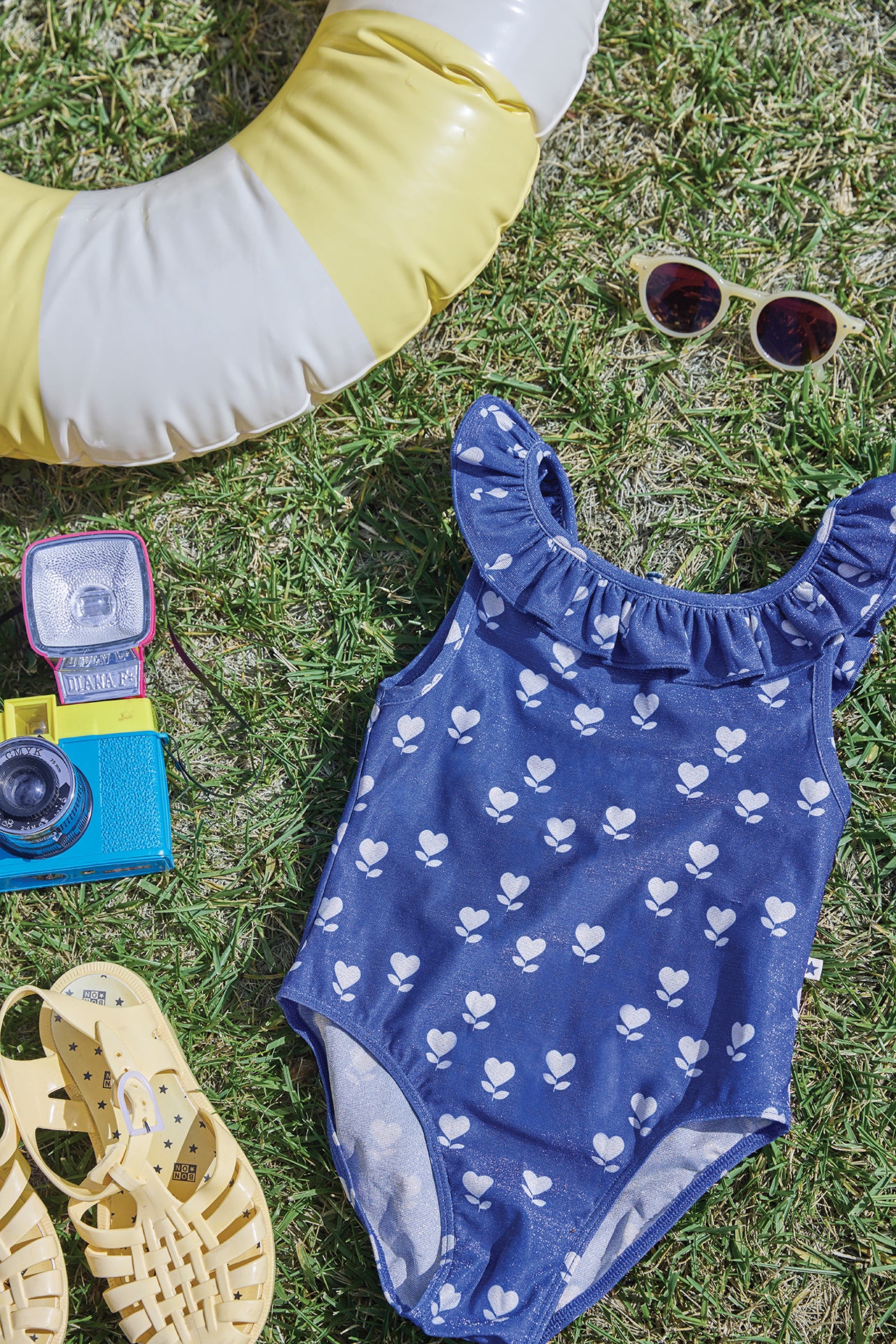 Swimsuit - Nudist Flower Summer Blue