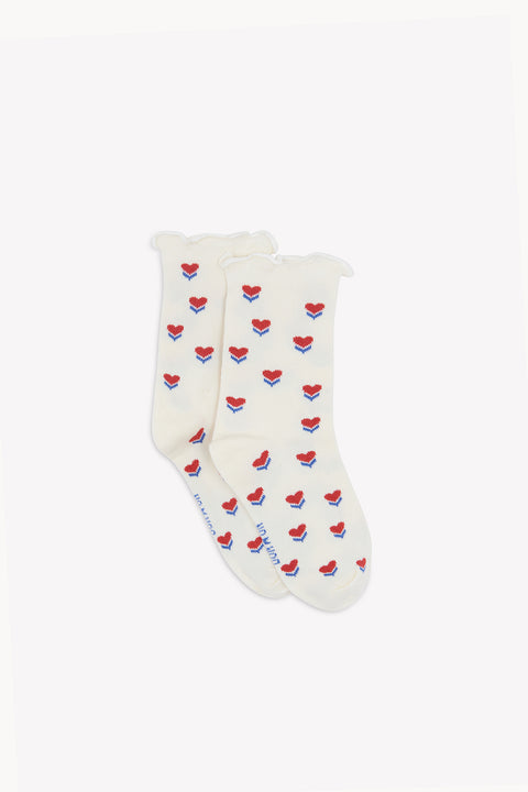 Chaussettes - Mini coeurs Ecru Bonton - Image principale