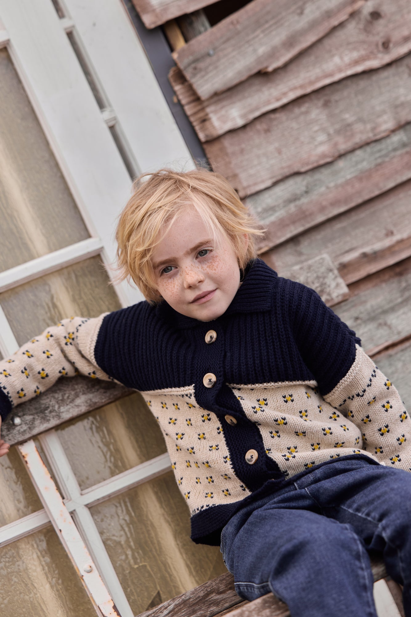 Cardigan - Pekin Blue Jacquard