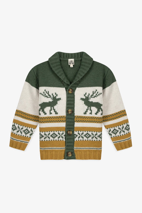 Cardigan - Fleece Khaki Jacquard - Image principale