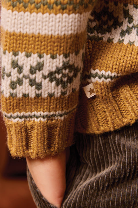 Cardigan - Fleece Khaki Jacquard - Image principale
