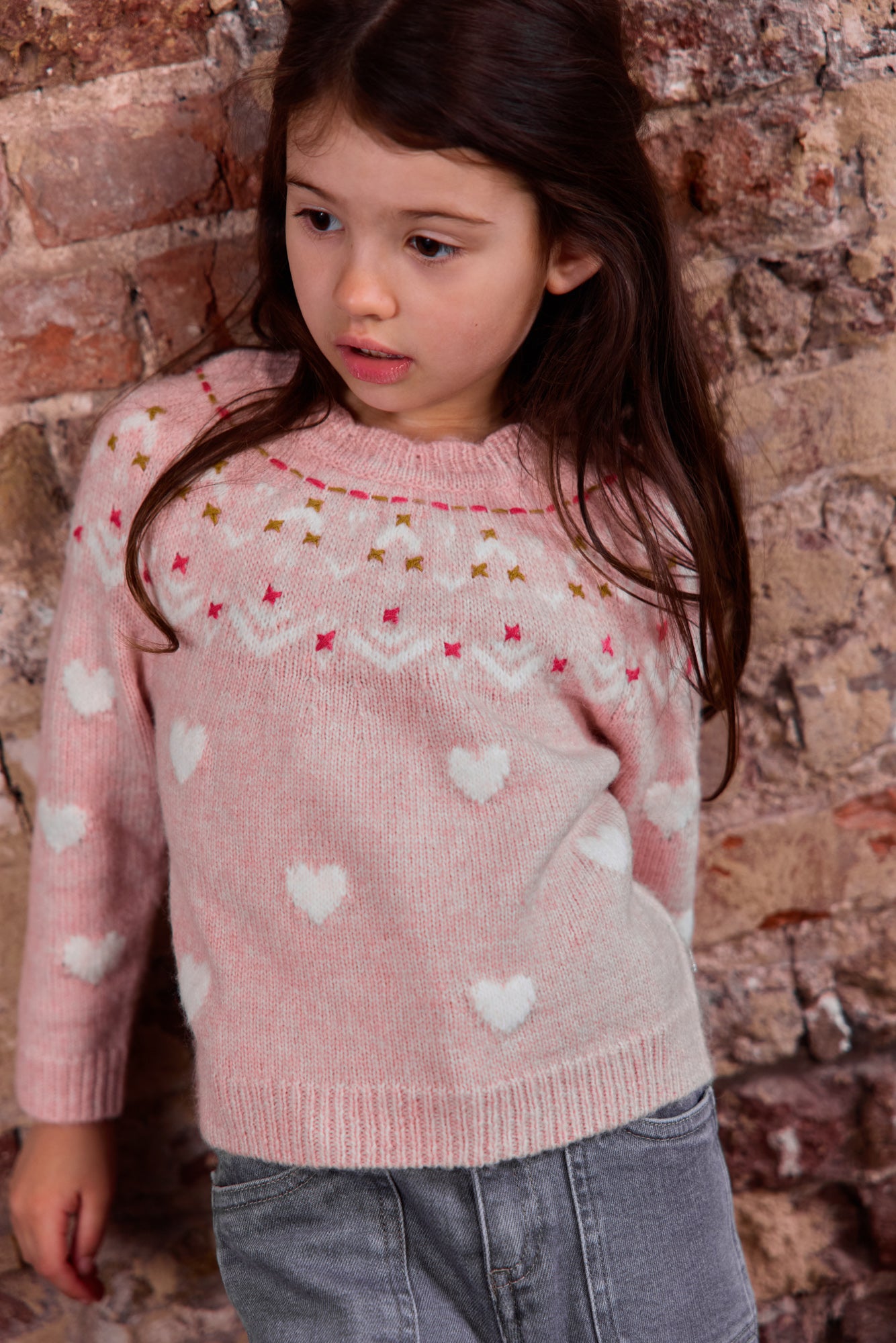 Sweater - Pastels Pink Elizabeth Jacquard