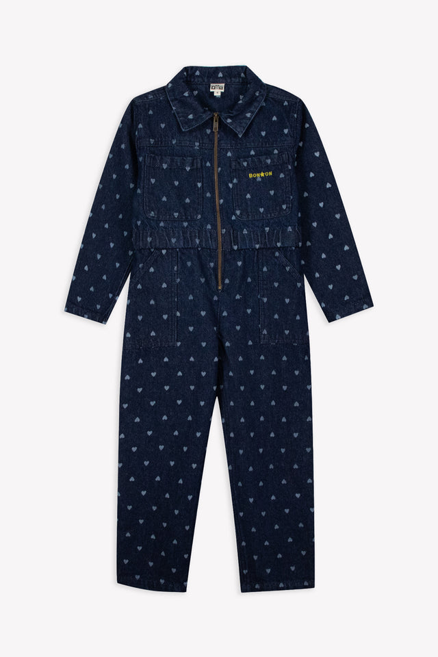 Jumpsuit - Cotton Heart Denim Pompom - Image principale