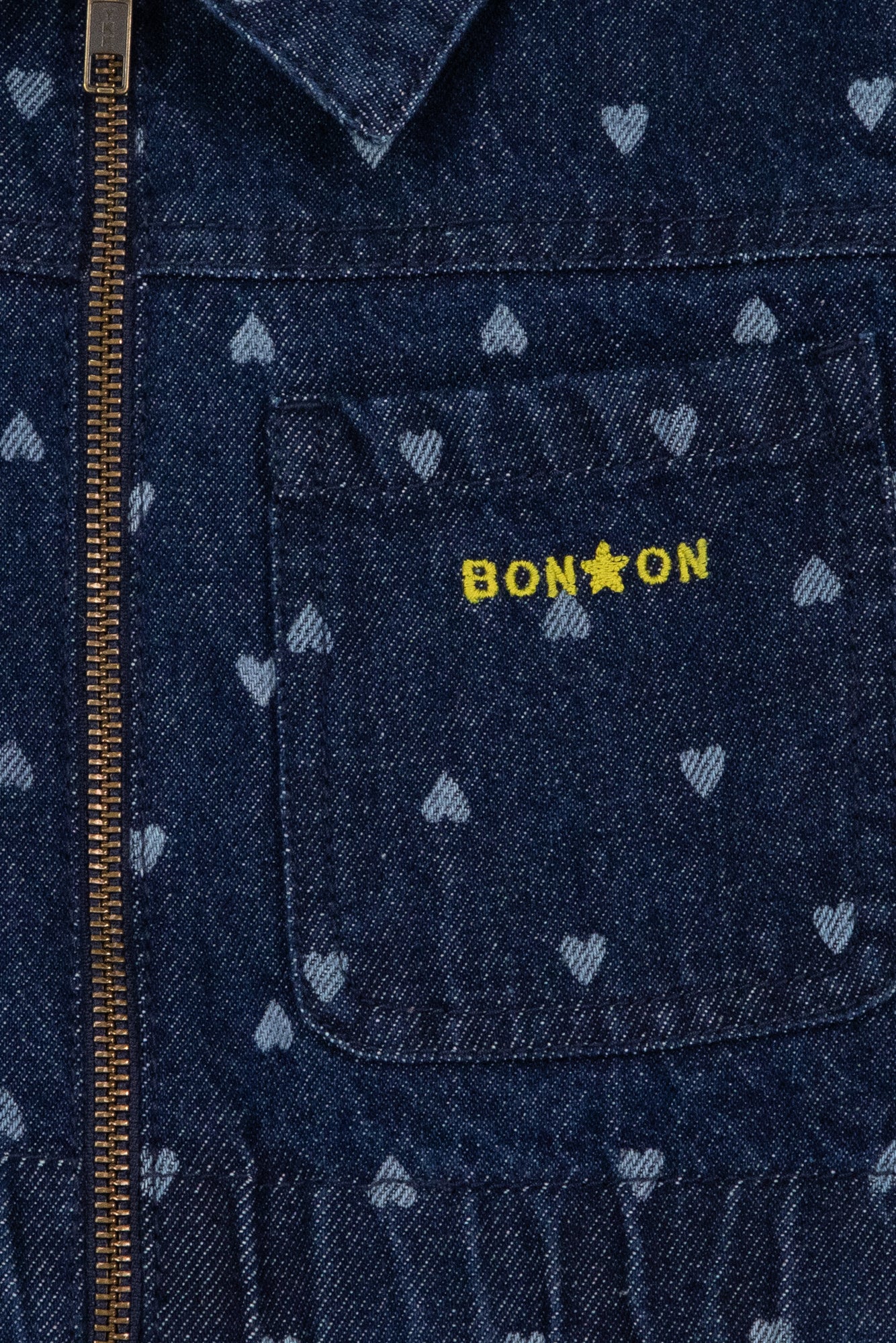 Jumpsuit - Cotton Heart Denim Pompom