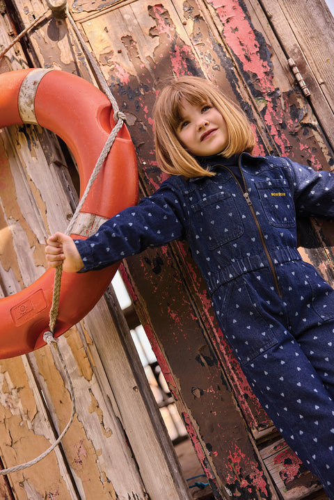 Combinaison - Pompom Denim Cœur Coton - Image principale
