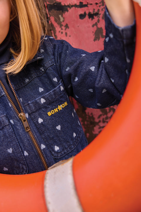 Combinaison - Pompom Denim Cœur Coton - Image principale
