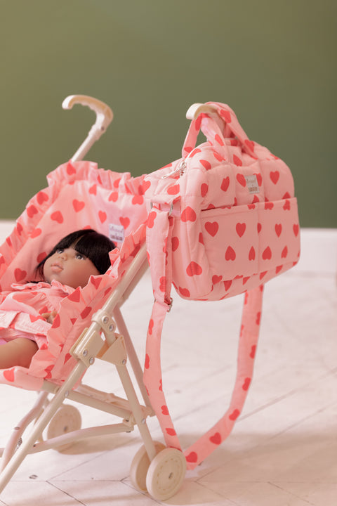 Accessoire poupon - Sac à langer cœur bonton + minikane - Image principale