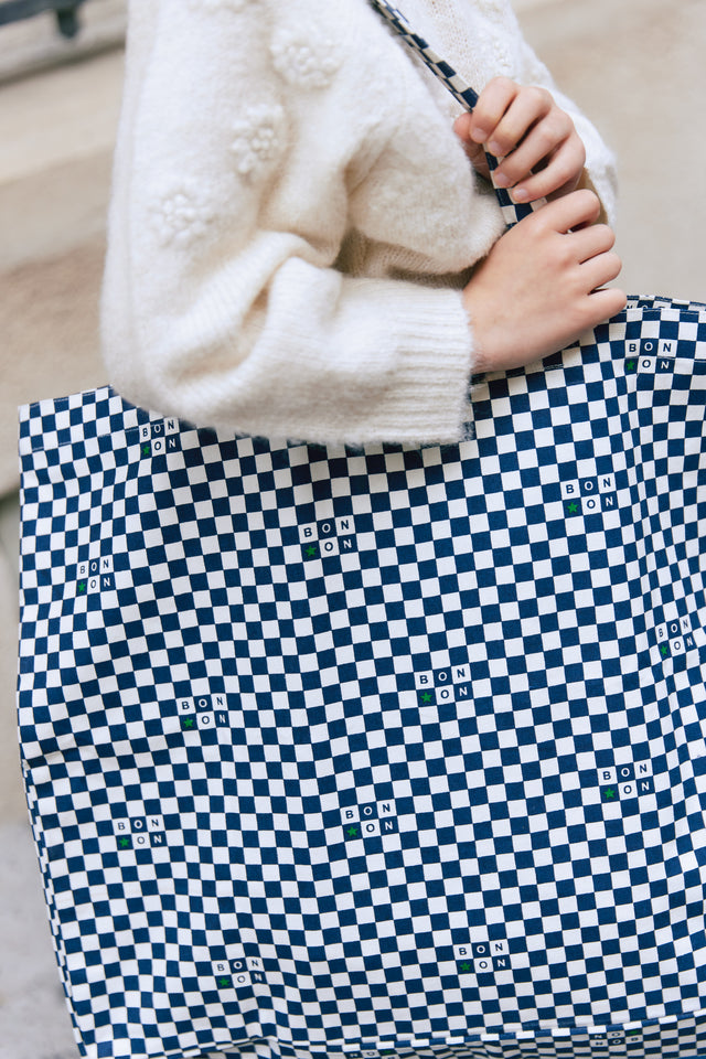 Grand Cabas - Jo bleu Damier - Image principale