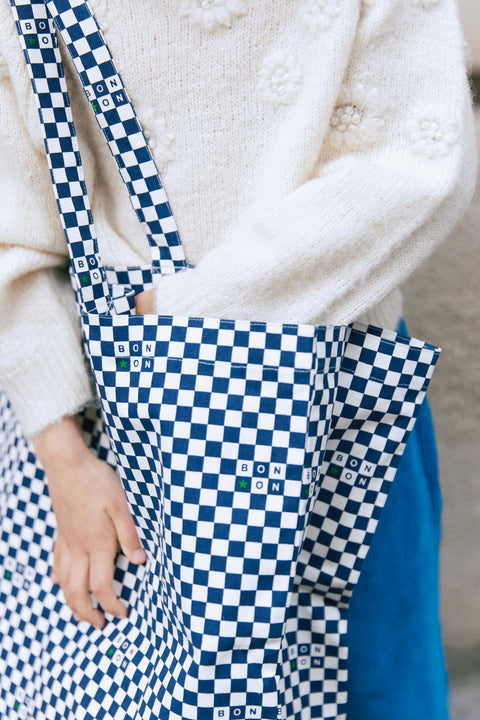 Grand Cabas - Jo bleu Damier - Image principale