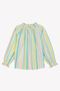 Blouse - Striped crepe Girl Embrodery At Collar