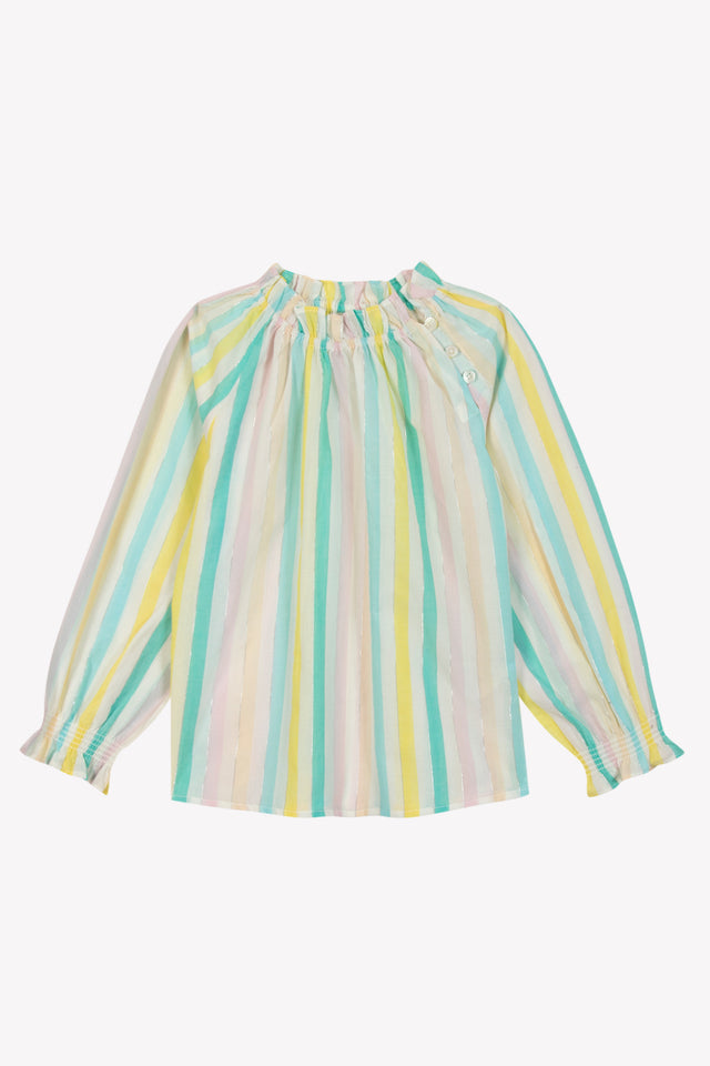 Blouse - Striped crepe Girl Embrodery At Collar - Image principale