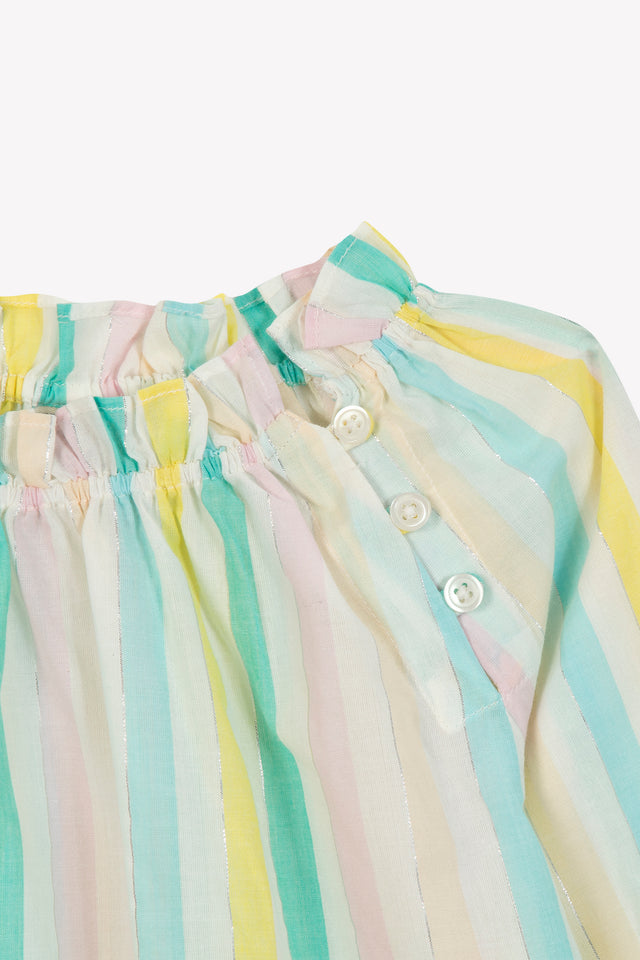 Blouse - Striped crepe Girl Embrodery At Collar - Image alternative