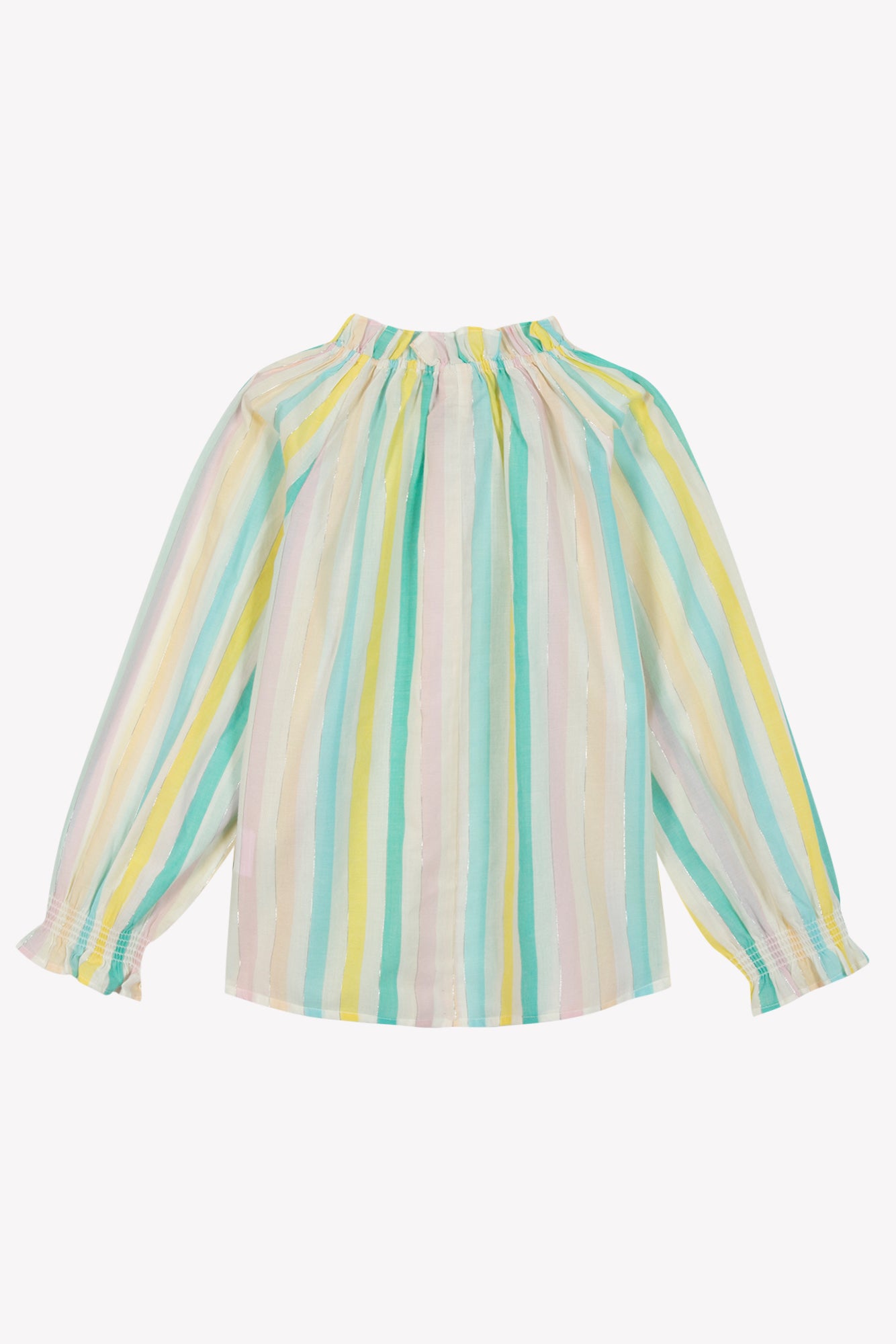 Blouse - Striped crepe Girl Embrodery At Collar