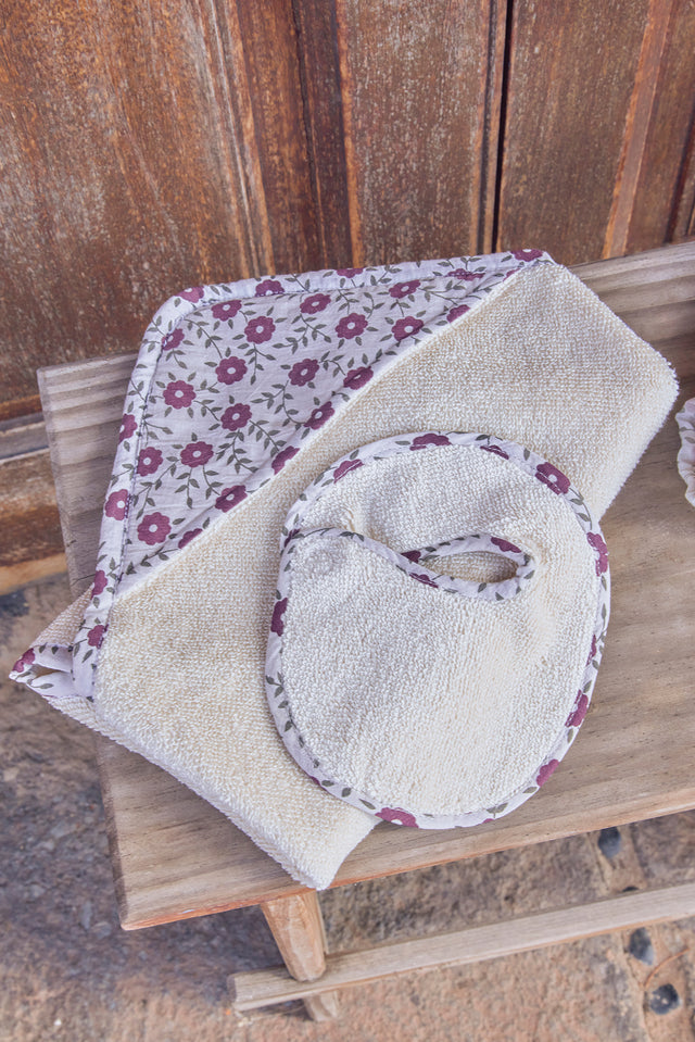 Sortie bain et Bavoir - Prune - Image principale