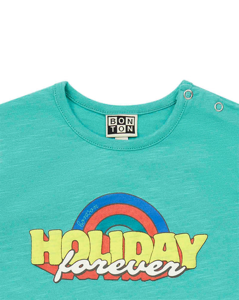 T-shirt - bébé en coton biologique imprimé Holiday - Image principale