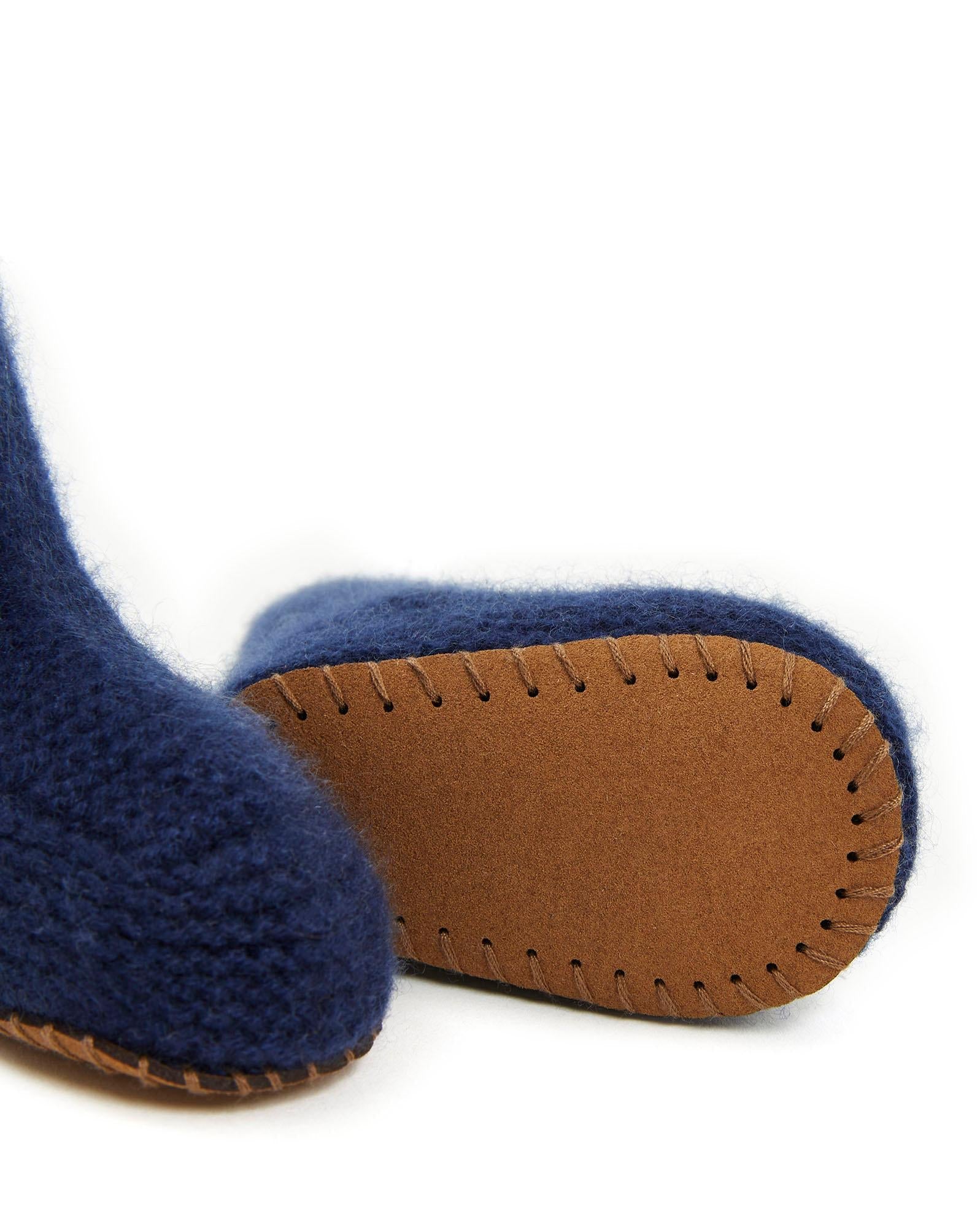 Chausson Bleu Bébé 100% cachemire
